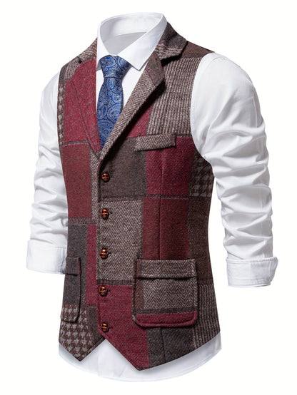 Van Elst Mode® | Tweedvest met visgraatpatroon voor heren