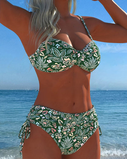 Bloemig Gescheiden String Bikini