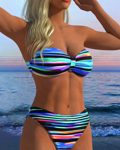 Sexy Regenbooggestreepte Zwemoutfit