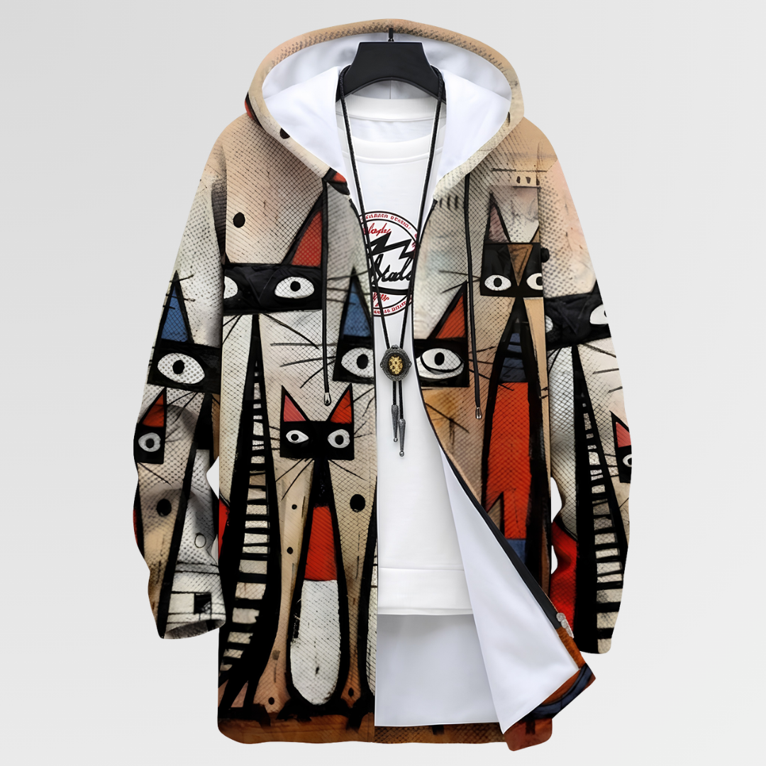 Van Elst Mode® | Jas met abstract patroon en kat