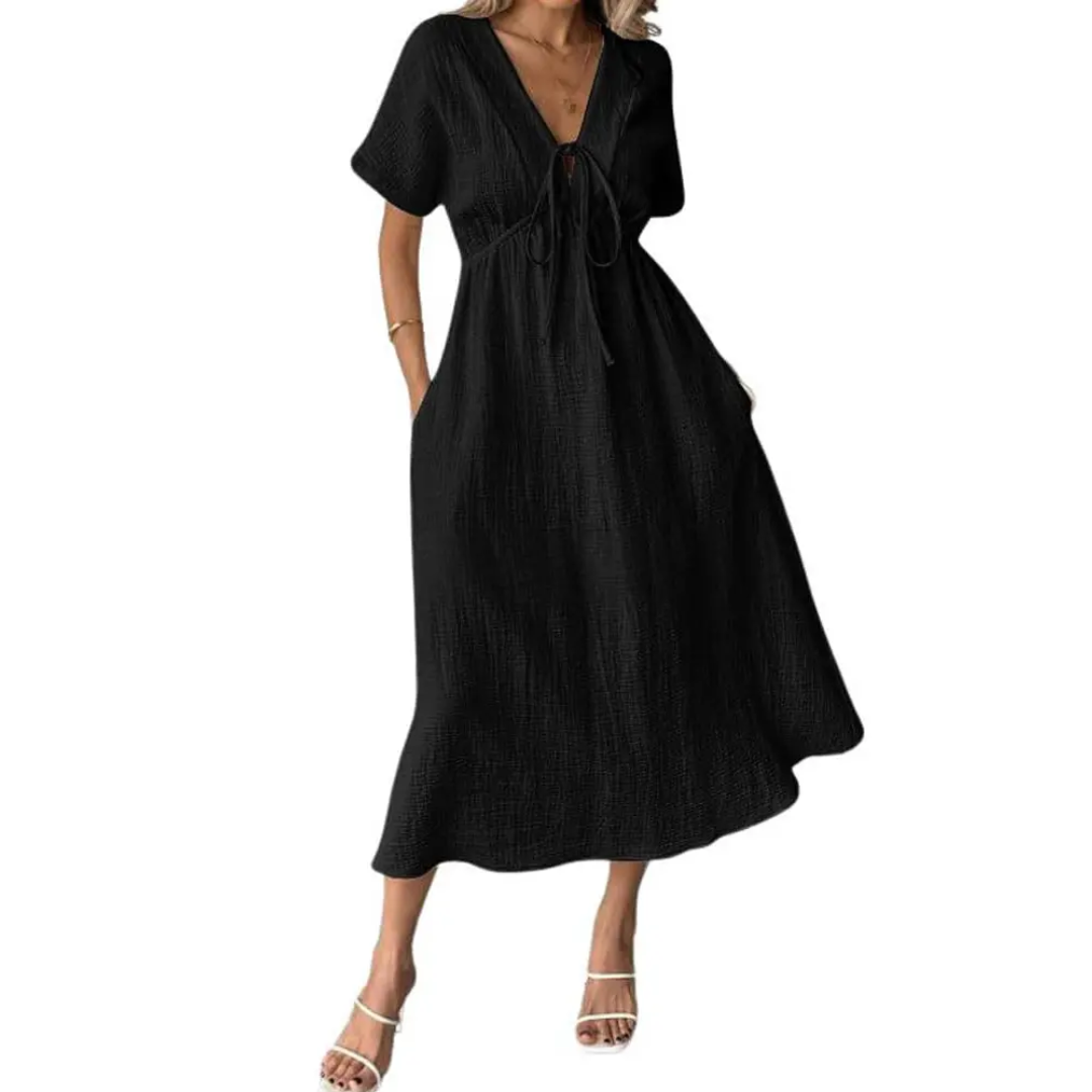 Van Elst Mode® | Comfortabele V-Hals Maxi Jurk