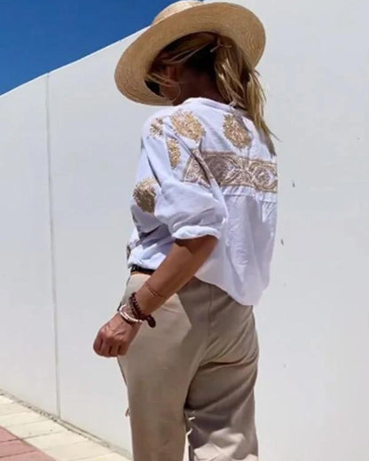 Van Elst Mode® | Blouse met sierlijke borduursels