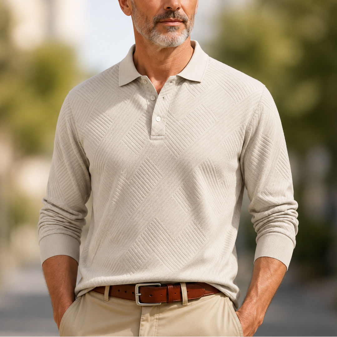 Van Elst Mode® | Comfortabele heren polo met lange mouw