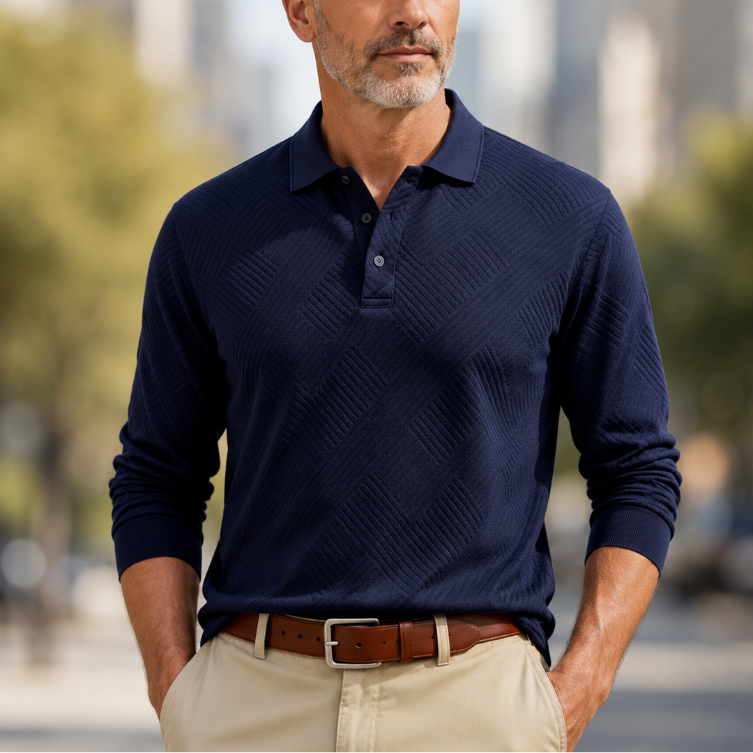 Van Elst Mode® | Comfortabele heren polo met lange mouw