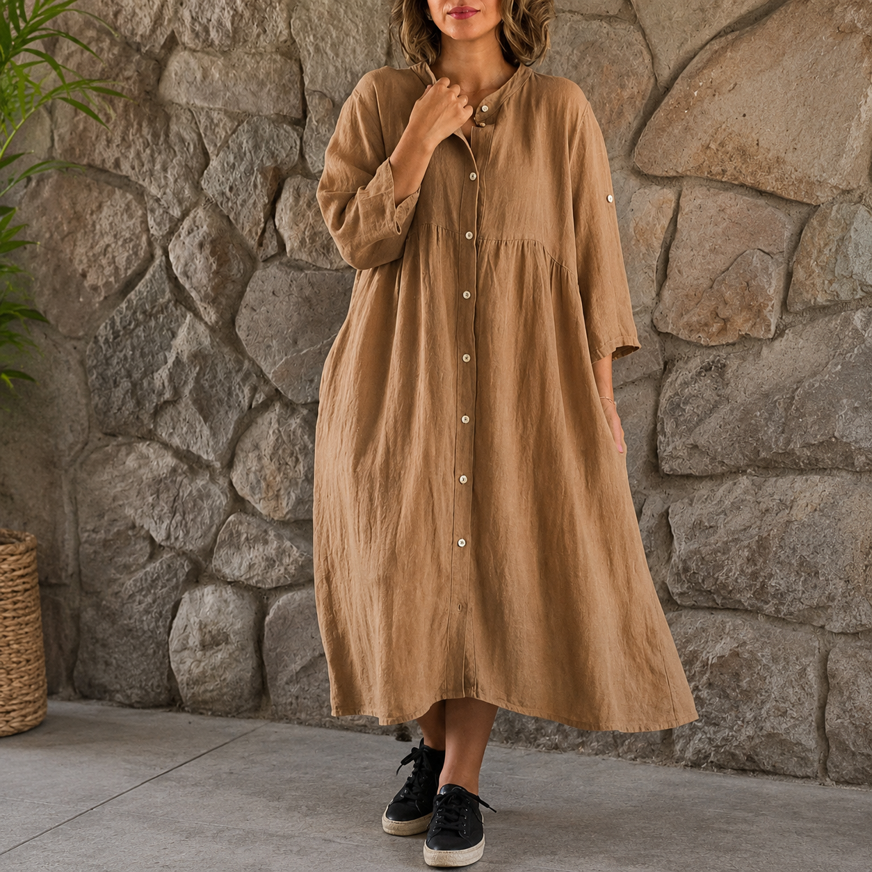 Van Elst Mode® | Comfortabele Linnen zomerjurk – Perfecte Pasvorm voor Elke Dag (TIJDELIJK 1+1 GRATIS!)