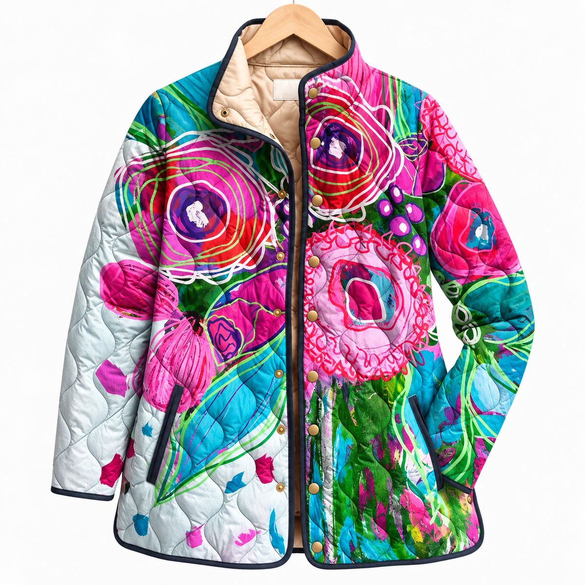 Van Elst Mode® | Elegante gewatteerde bloemen jas