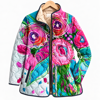 Van Elst Mode® | Elegante gewatteerde bloemen jas
