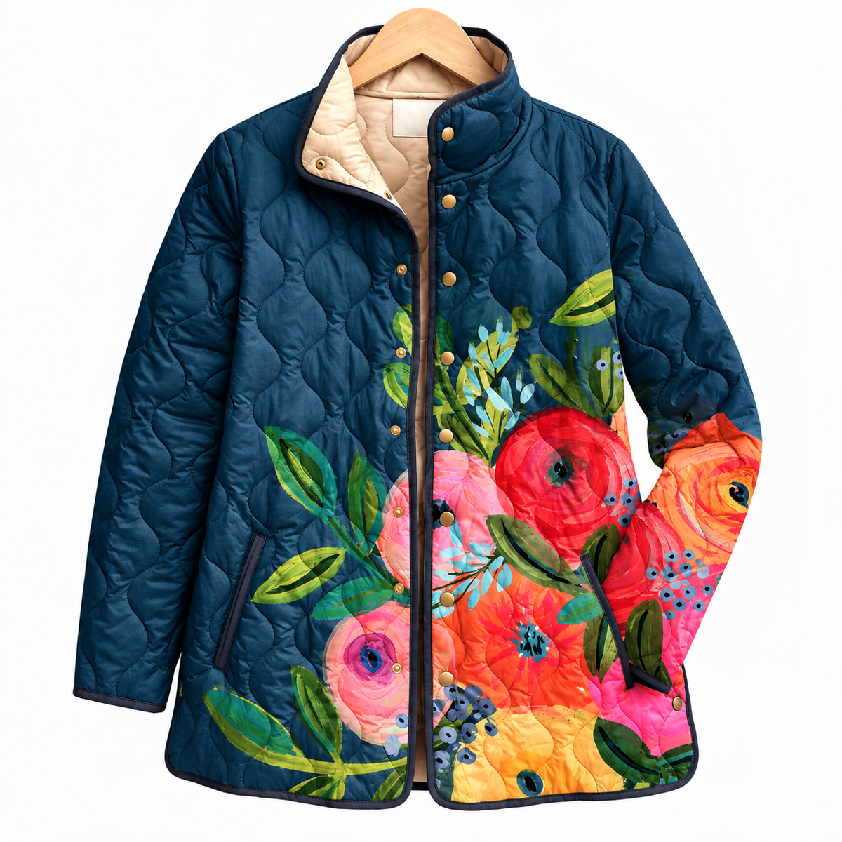 Van Elst Mode® | Elegante gewatteerde bloemen jas