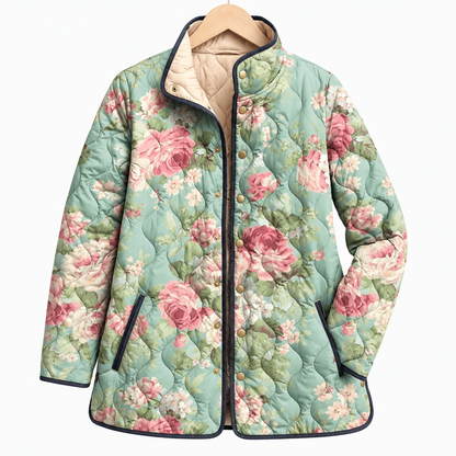 Van Elst Mode® | Elegante gewatteerde bloemen jas