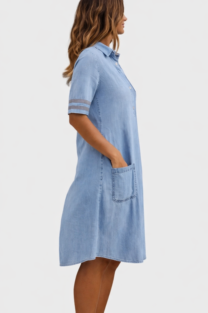 Van Elst Mode® | Comfortabele flatterende Denim Jurk