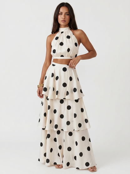 Polka Dot Top en Lange Rok Set