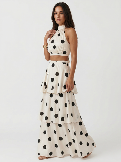 Polka Dot Top en Lange Rok Set
