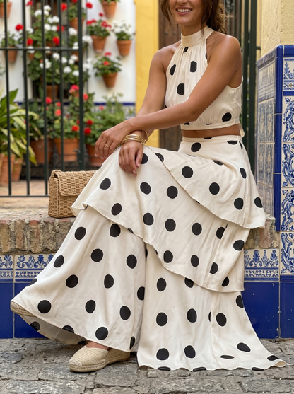 Polka Dot Top en Lange Rok Set