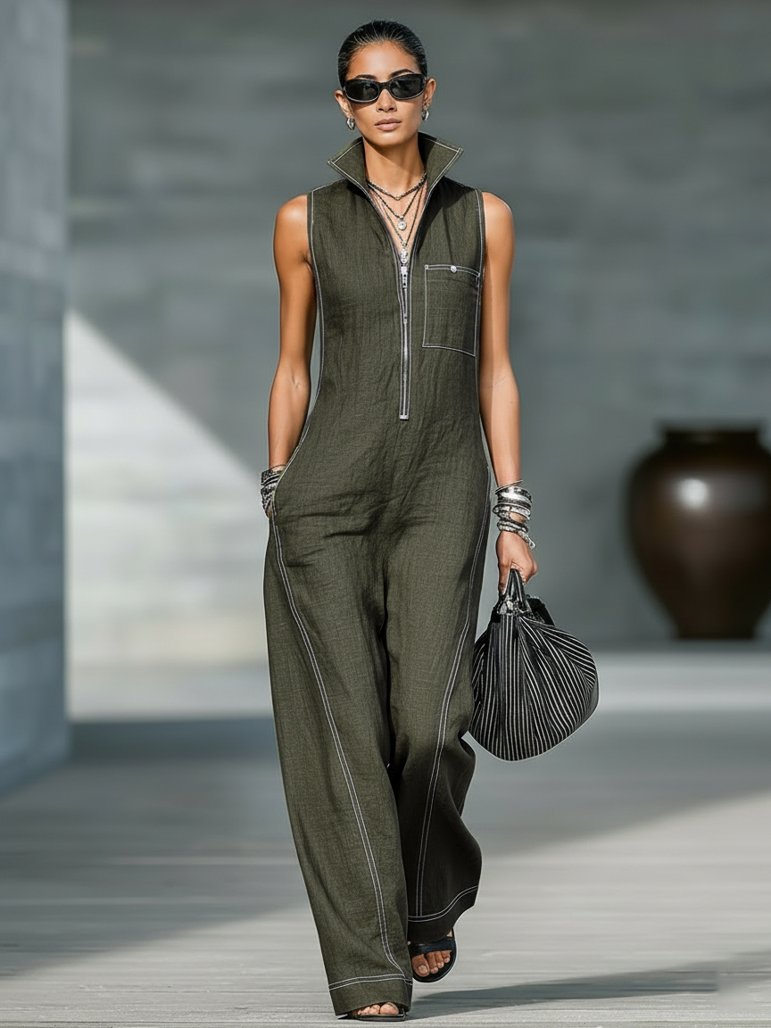 Mouwloze Dungaree Witte Zoom