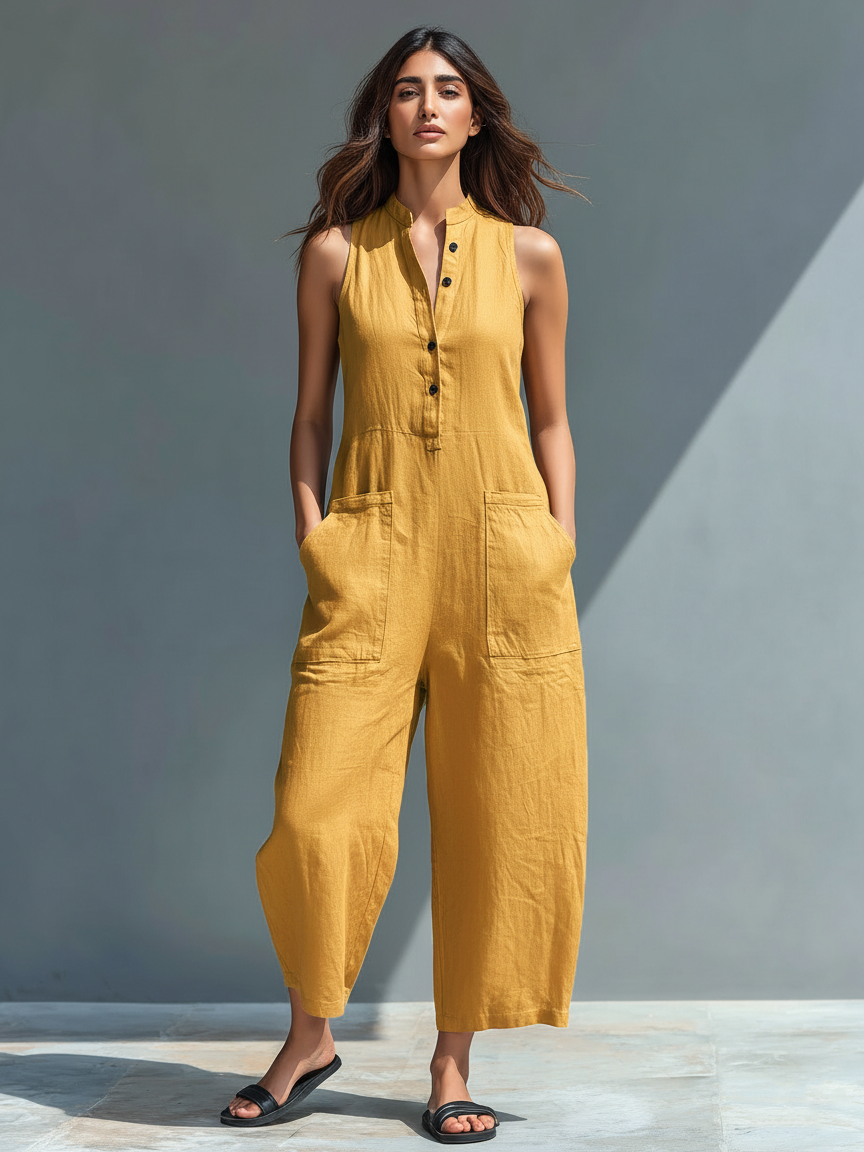 Mouwloze Linnen Dungaree