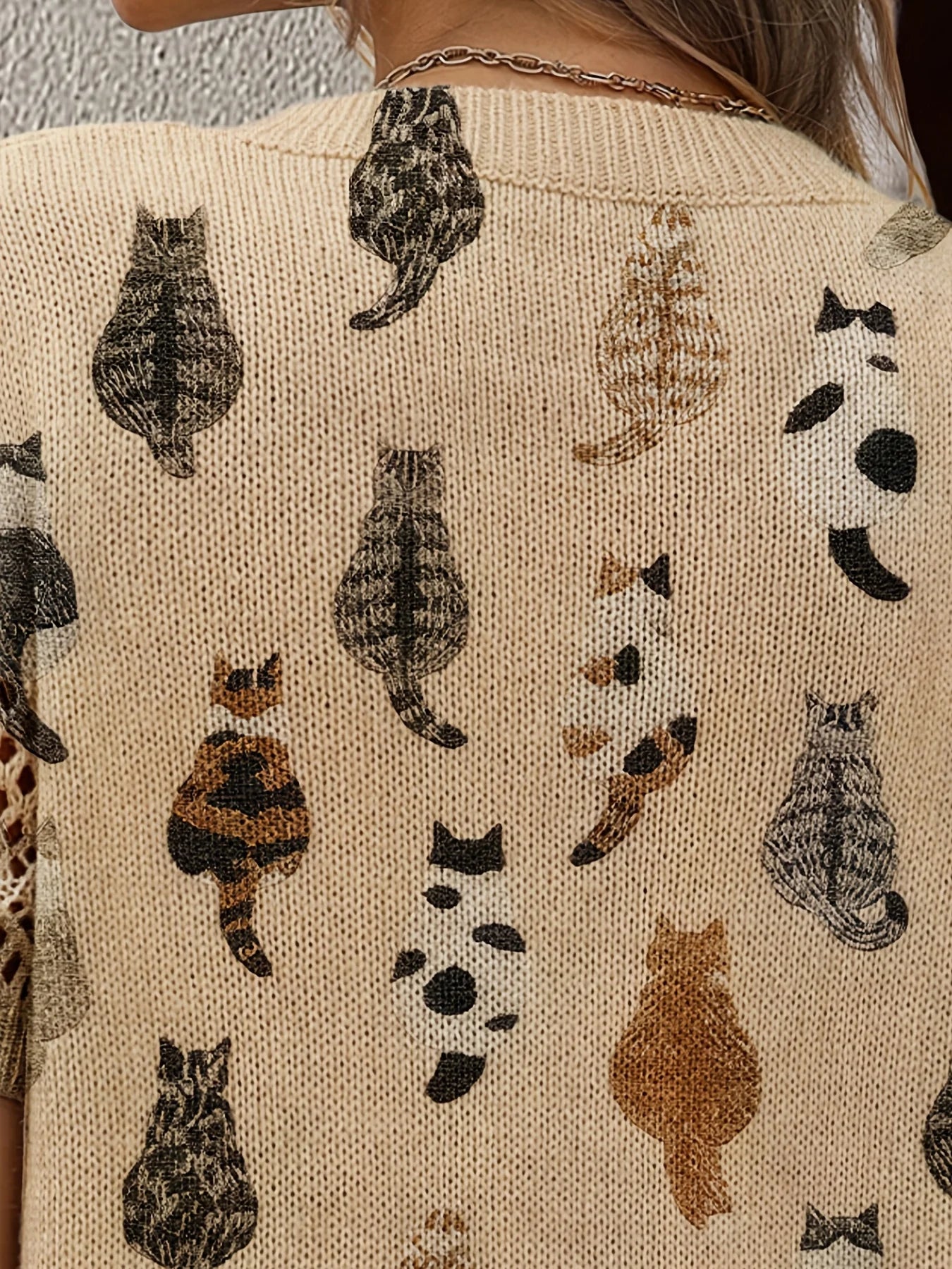 Van Elst Mode® | Elegante pullover met kattenprint