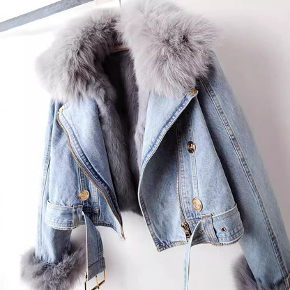 Van Elst Mode® | Comfortabele Faux Fur denim jas