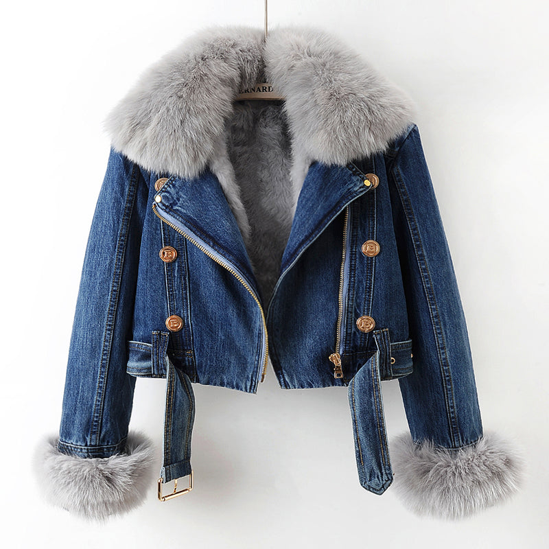 Van Elst Mode® | Comfortabele Faux Fur denim jas