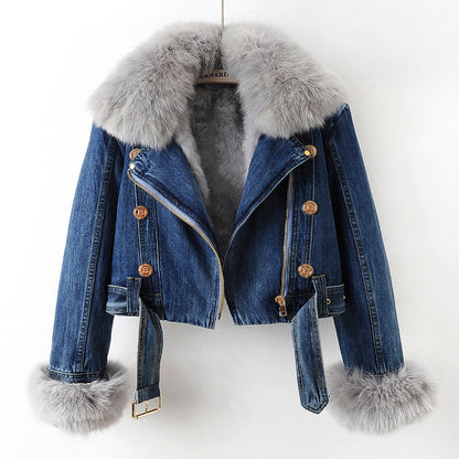Van Elst Mode® | Comfortabele Faux Fur denim jas