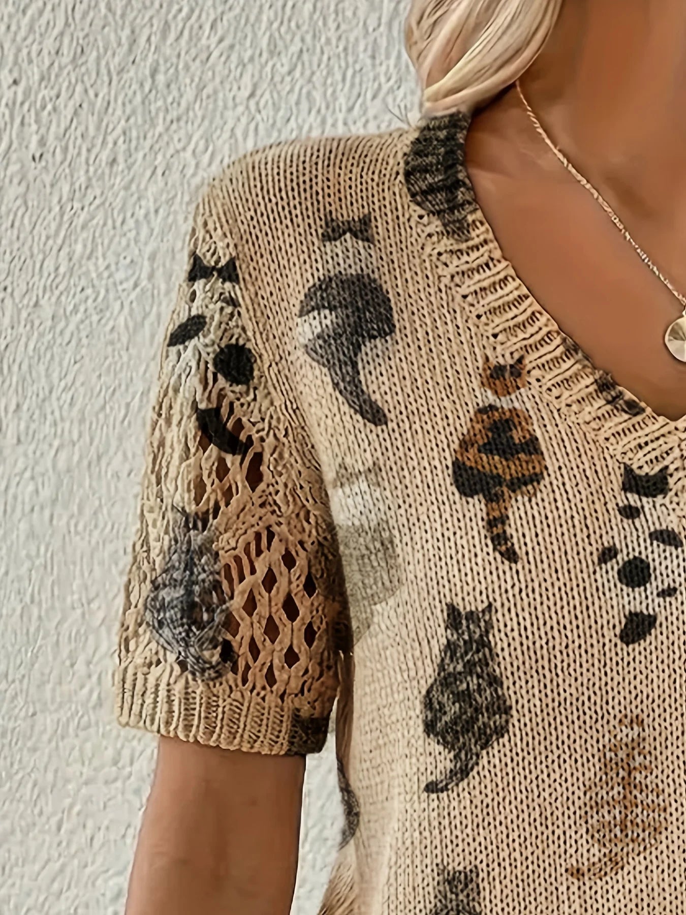 Van Elst Mode® | Elegante pullover met kattenprint