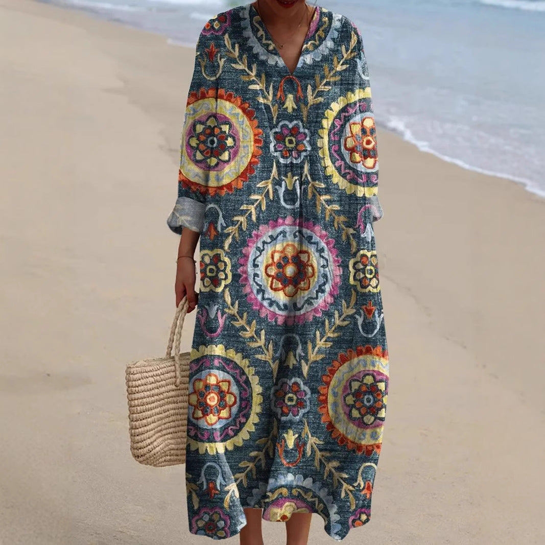 Van Elst Mode® | Bohemian Jurk met Etnische Print