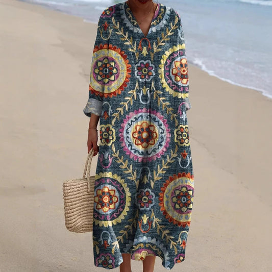 Van Elst Mode® | Bohemian Jurk met Etnische Print