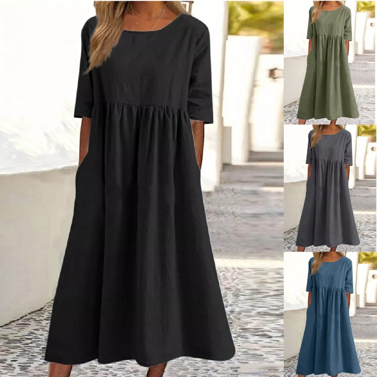 Van Elst Mode® | Elegante dames jurk met Ronde Hals