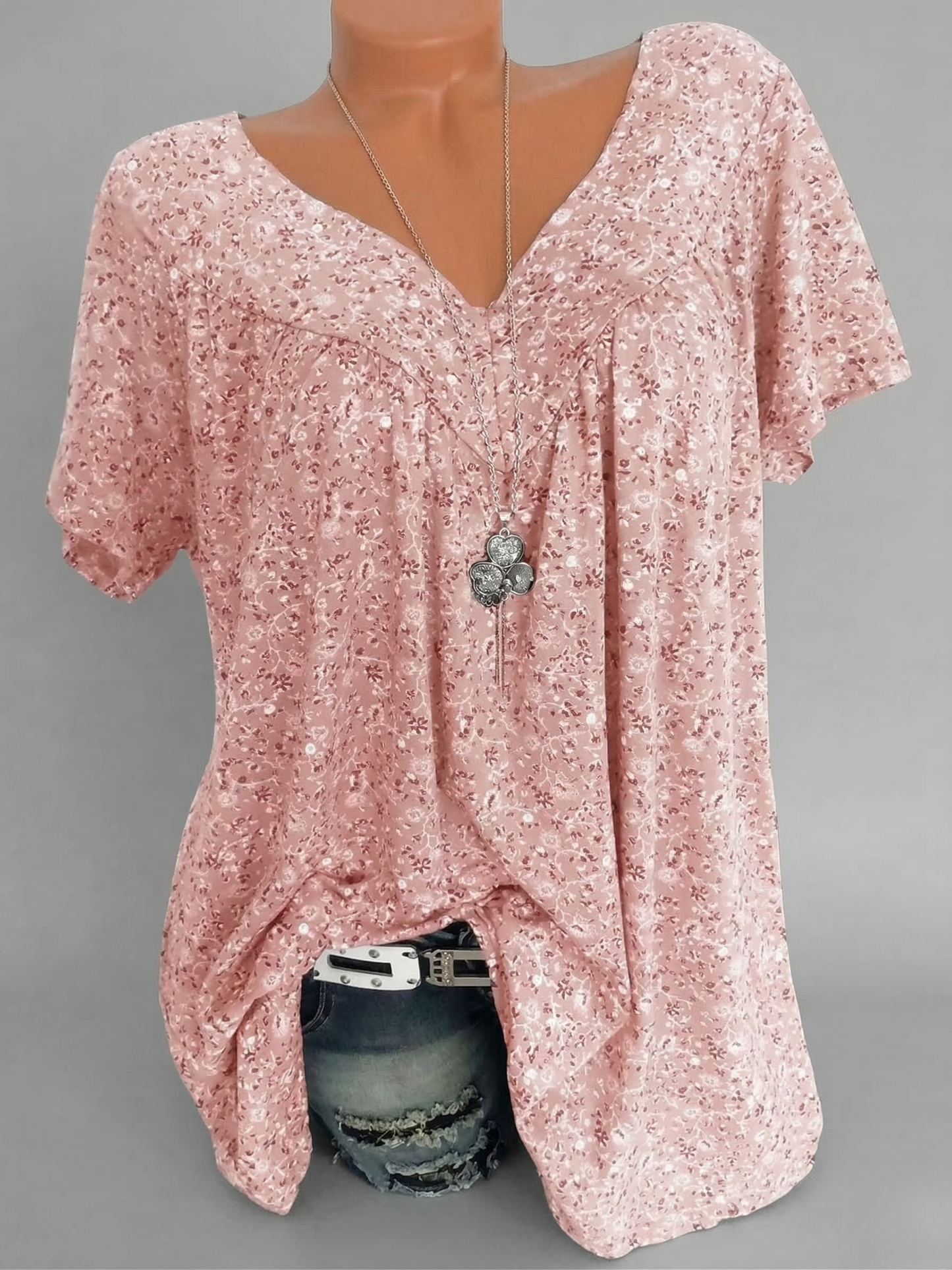 Van Elst Mode® | T-shirt Flora met V-hals