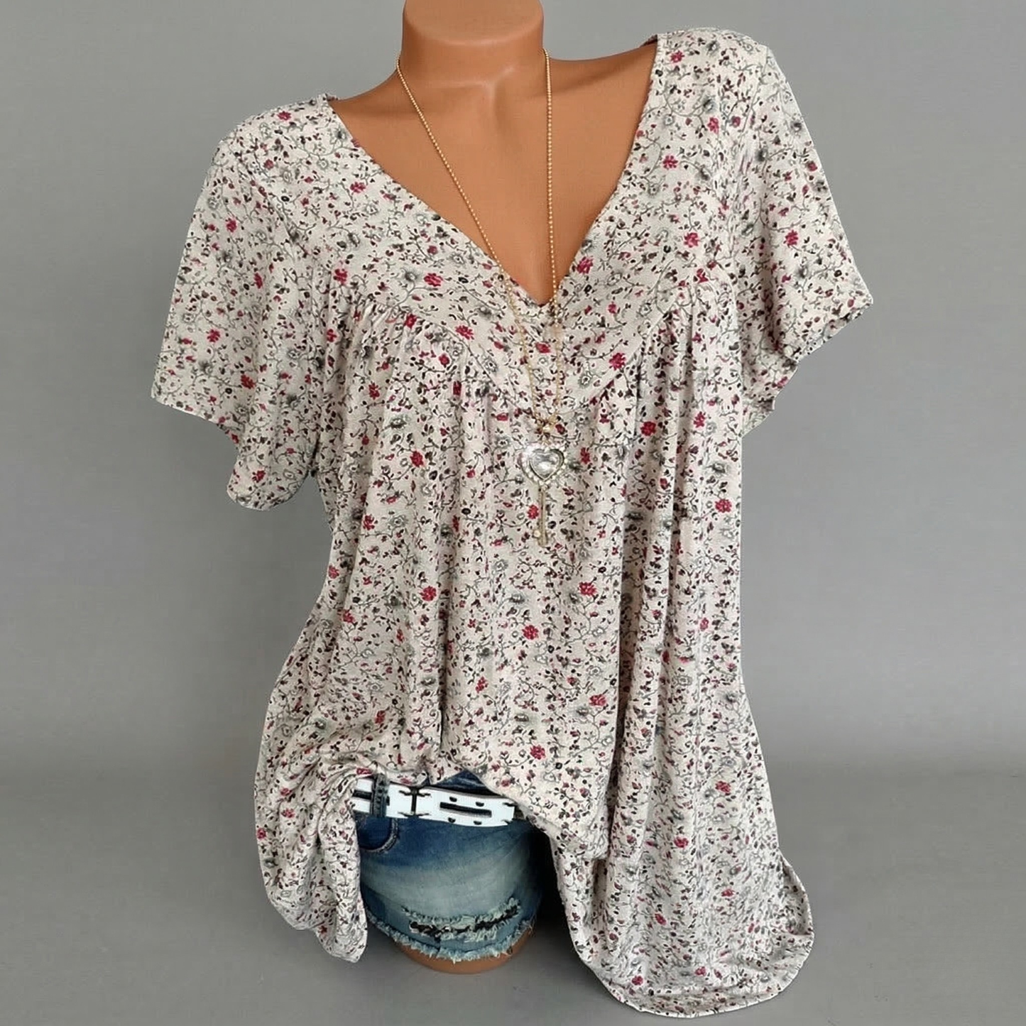 Van Elst Mode® | T-shirt Flora met V-hals