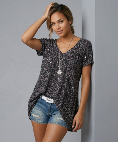 Van Elst Mode® | T-shirt Flora met V-hals