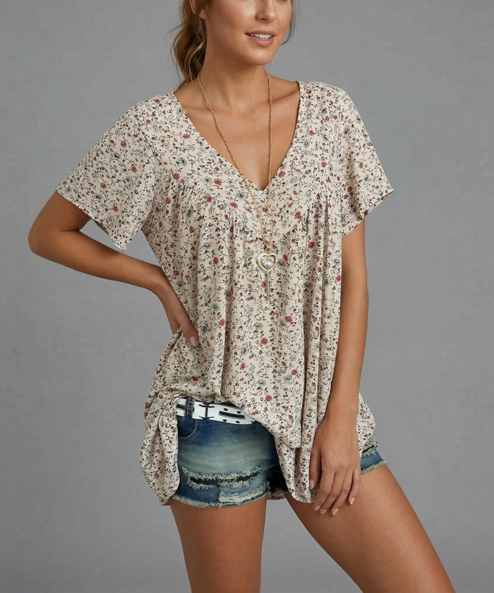 Van Elst Mode® | T-shirt Flora met V-hals