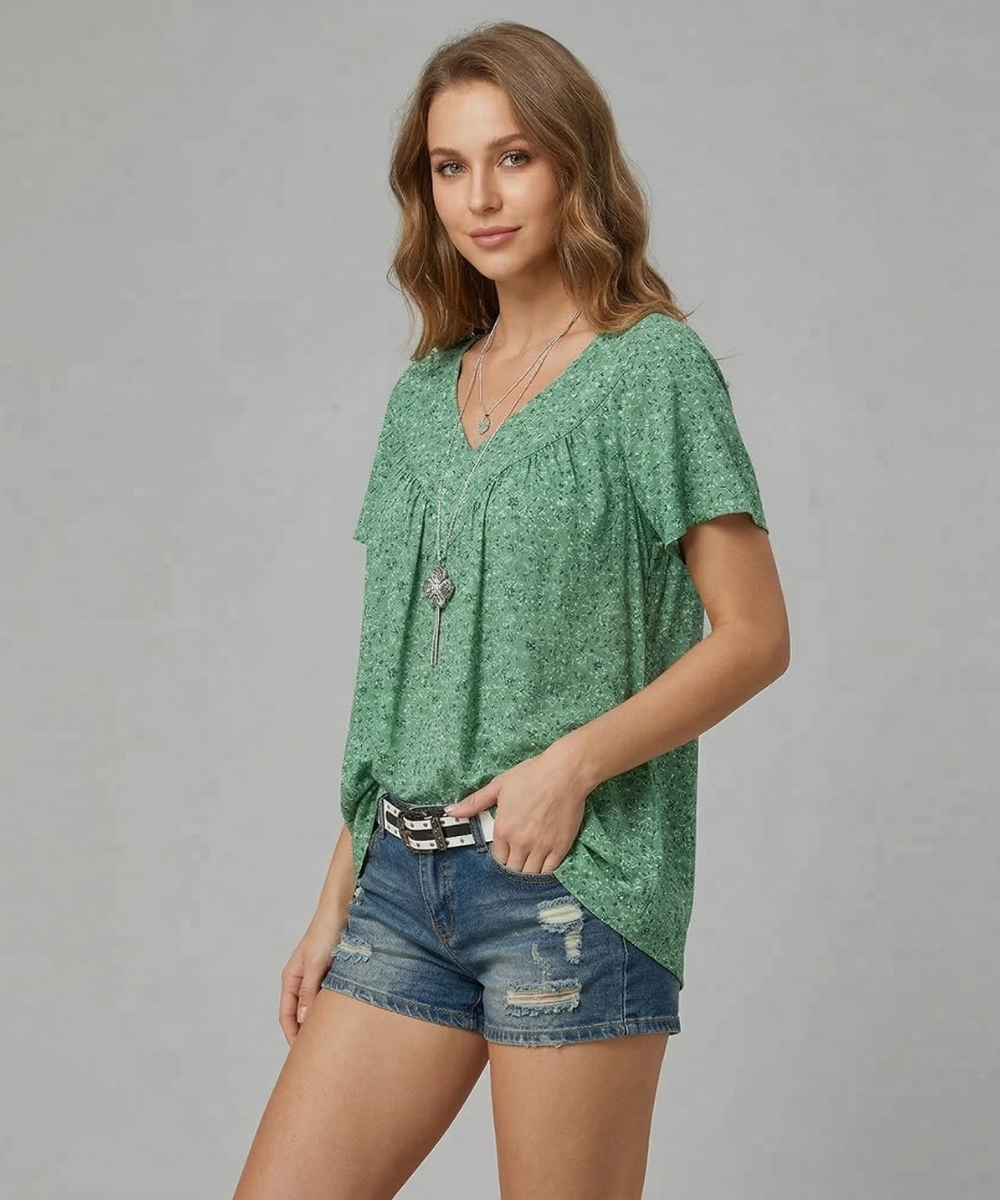 Van Elst Mode® | T-shirt Flora met V-hals