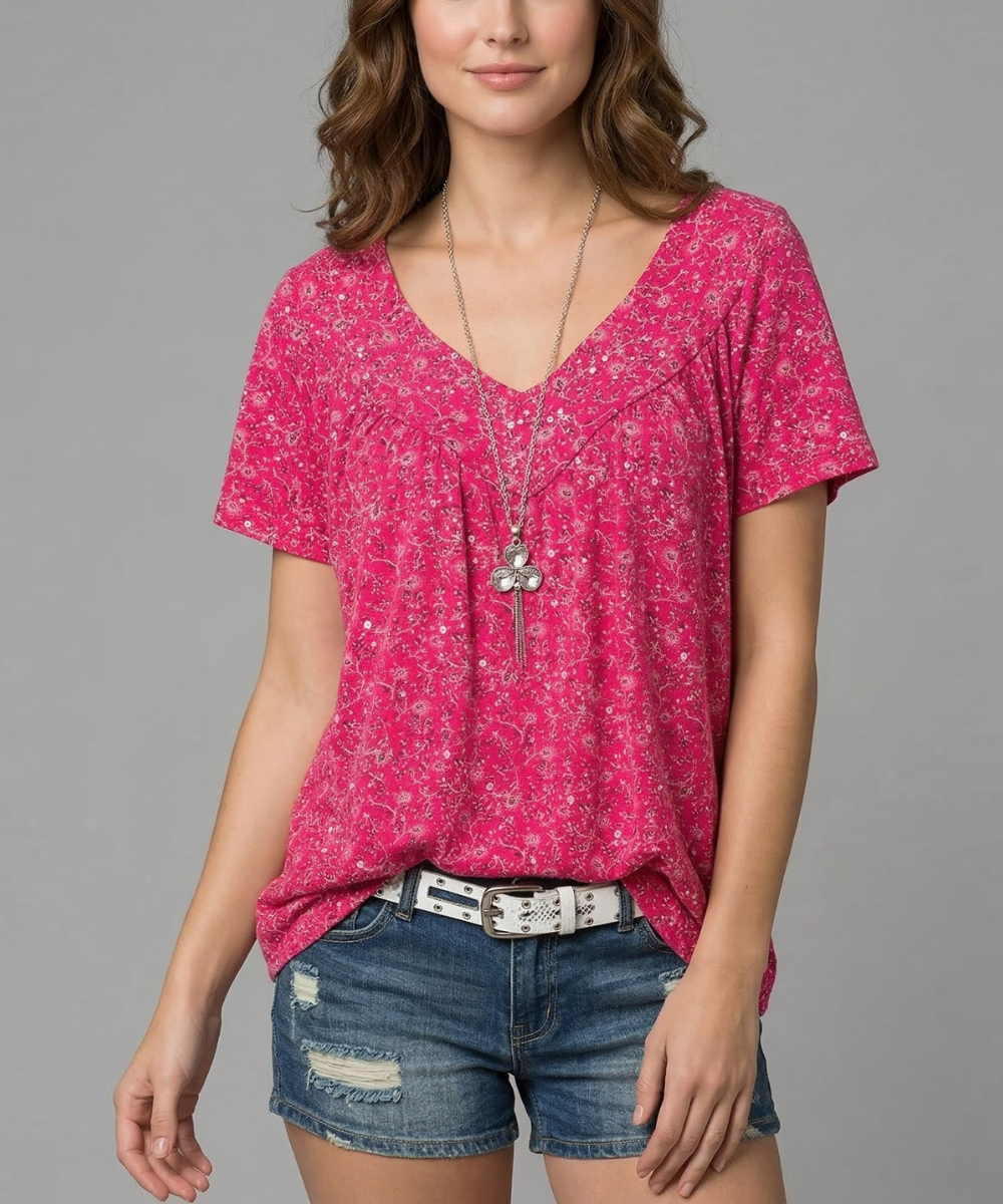 Van Elst Mode® | T-shirt Flora met V-hals