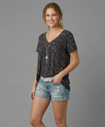 Van Elst Mode® | T-shirt Flora met V-hals