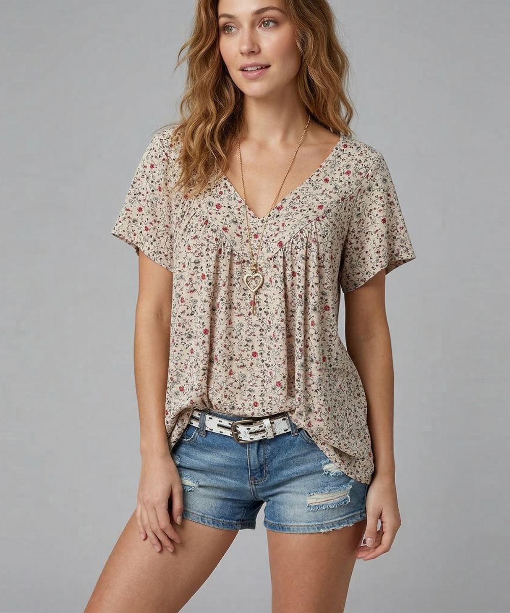 Van Elst Mode® | T-shirt Flora met V-hals