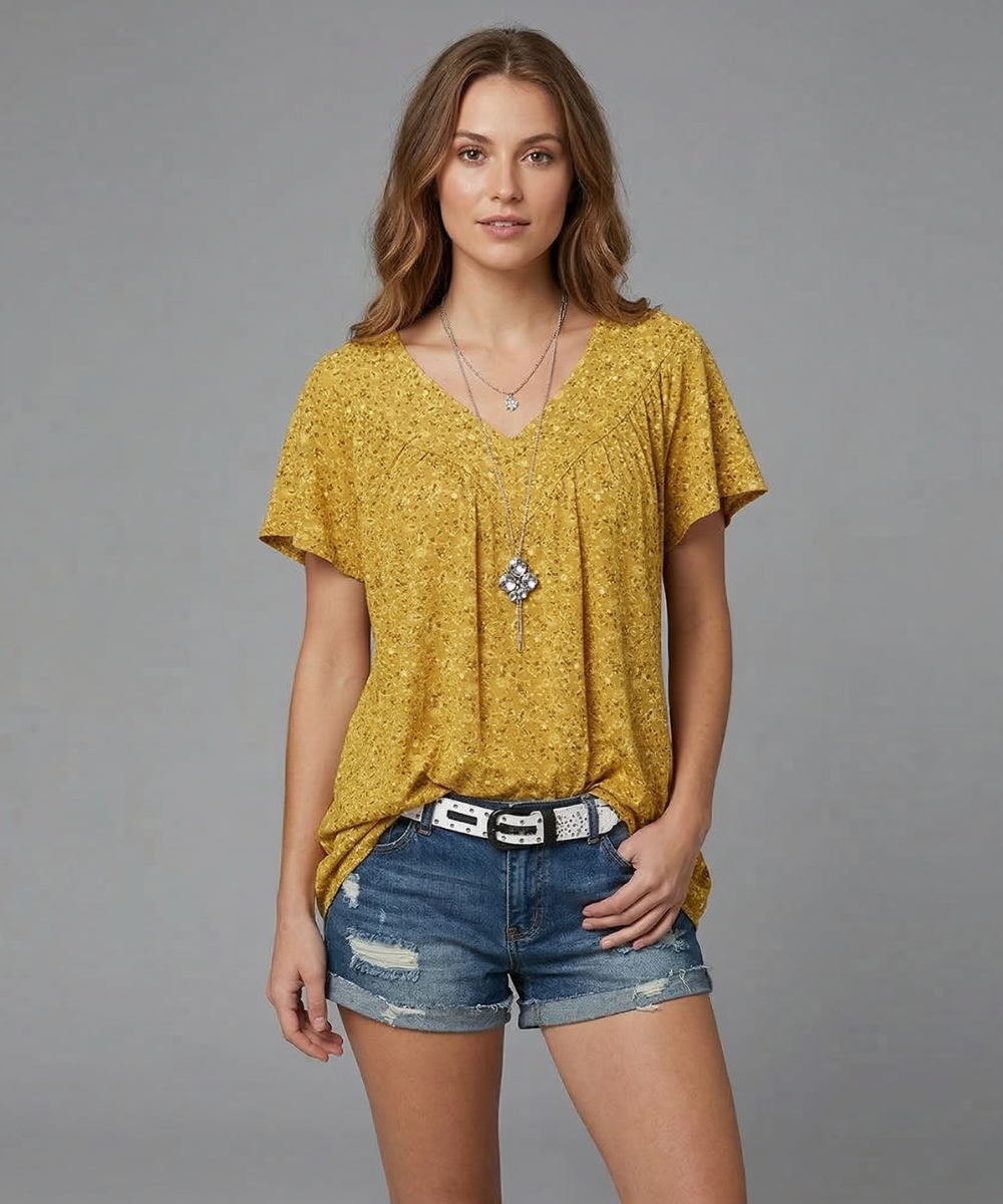 Van Elst Mode® | T-shirt Flora met V-hals