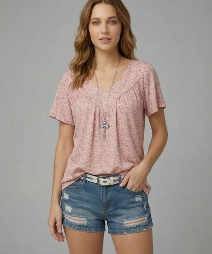 Van Elst Mode® | T-shirt Flora met V-hals