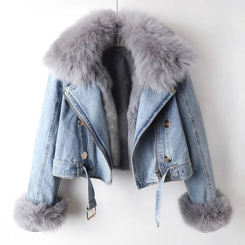 Van Elst Mode® | Comfortabele Faux Fur denim jas
