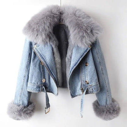 Van Elst Mode® | Comfortabele Faux Fur denim jas