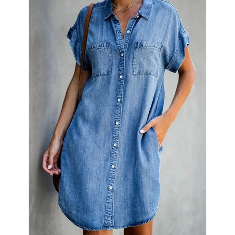 Van Elst Mode® | Comfortabele tijdloze denim jurk