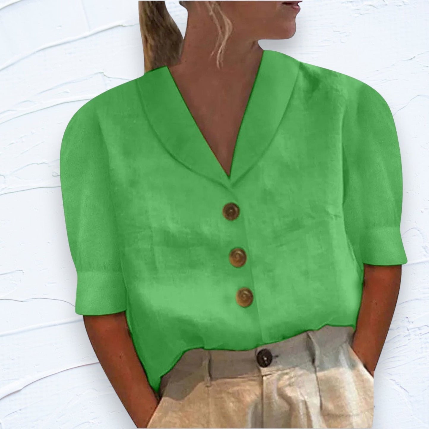 Van Elst Mode® | Knopblouse met Geknoopte Voorkant