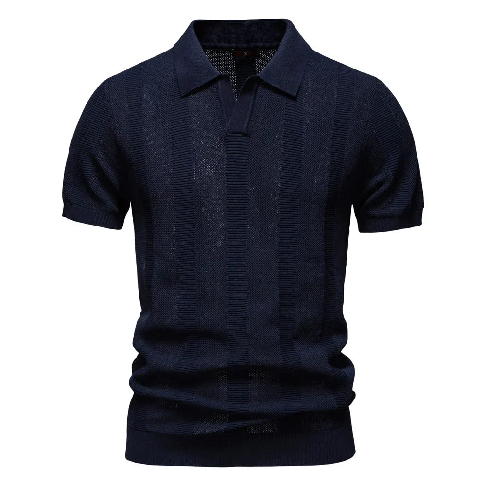 Van Elst Mode® | Katoenen Gestreepte Polo