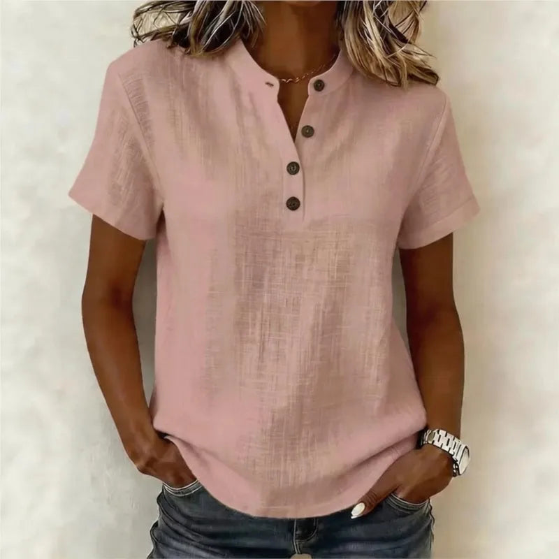 Van Elst Mode® | Zomerse katoenen blouse met knoopsluiting (TIJDELIJK 1+1 GRATIS!)