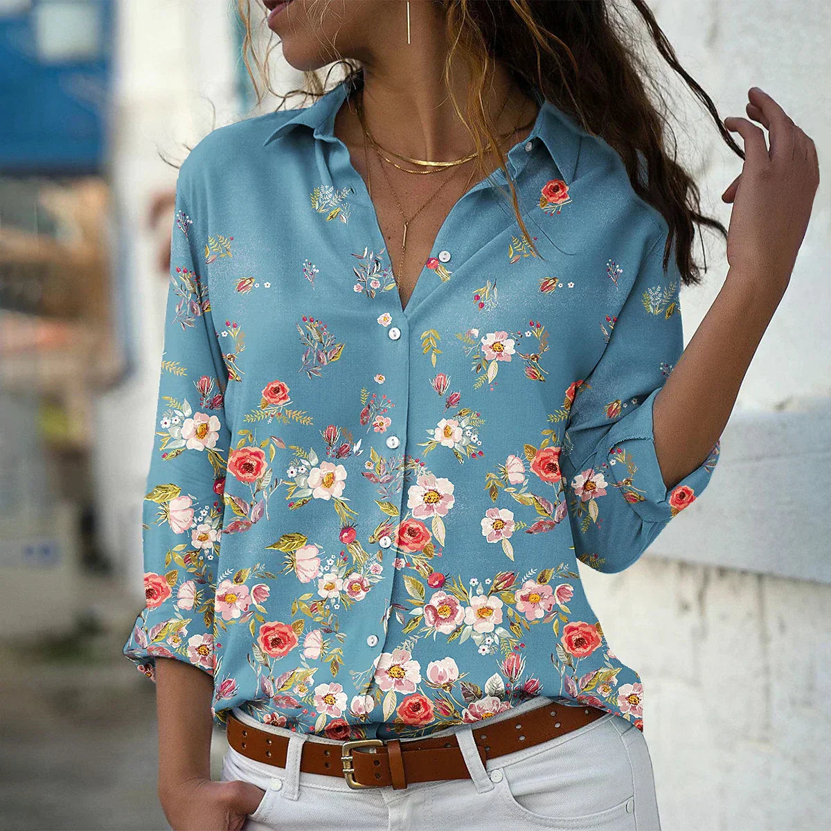 Van Elst Mode® |MODIEUS BEDRUKTE BLOUSE