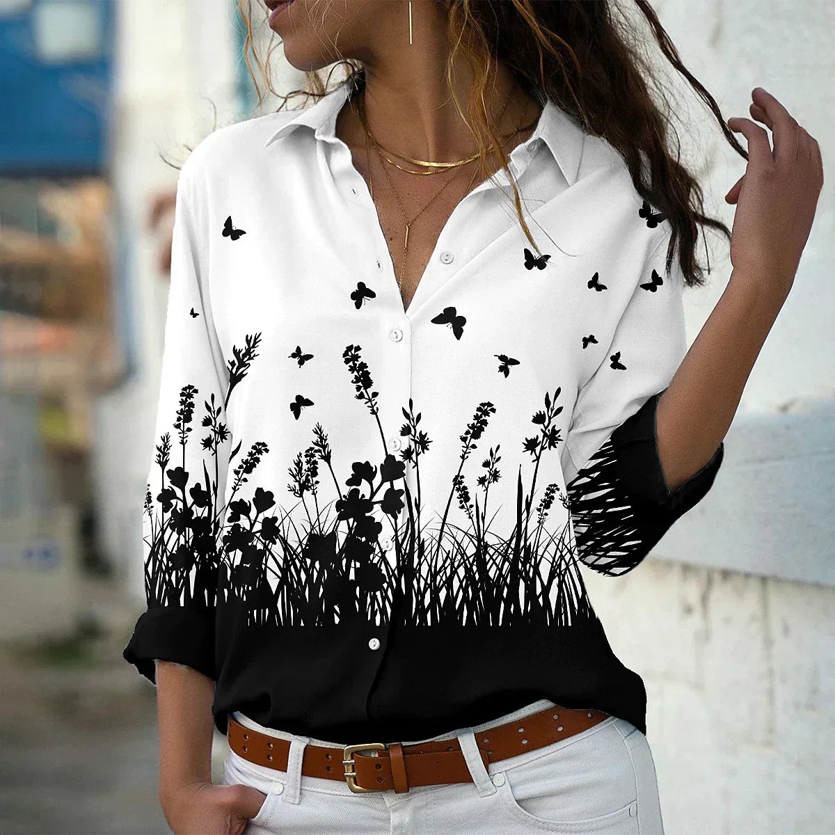 Van Elst Mode® |MODIEUS BEDRUKTE BLOUSE