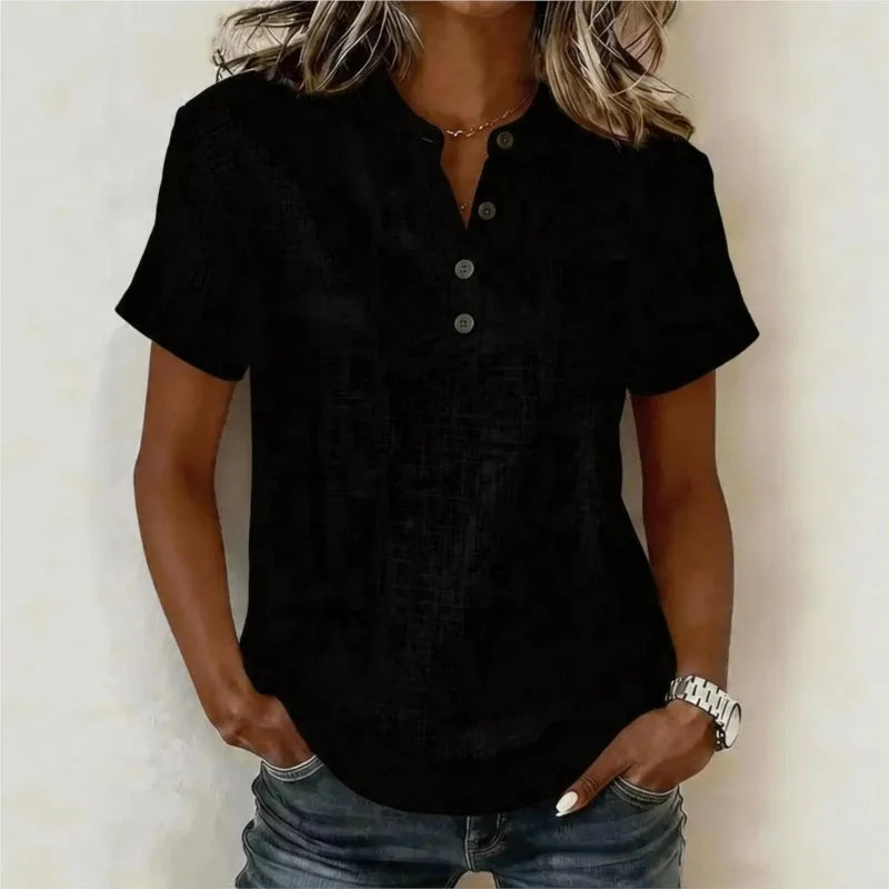 Van Elst Mode® | Zomerse katoenen blouse met knoopsluiting (TIJDELIJK 1+1 GRATIS!)