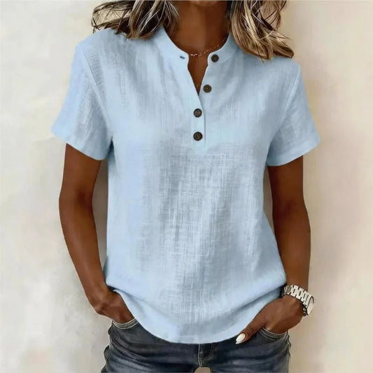 Van Elst Mode® | Zomerse katoenen blouse met knoopsluiting (TIJDELIJK 1+1 GRATIS!)