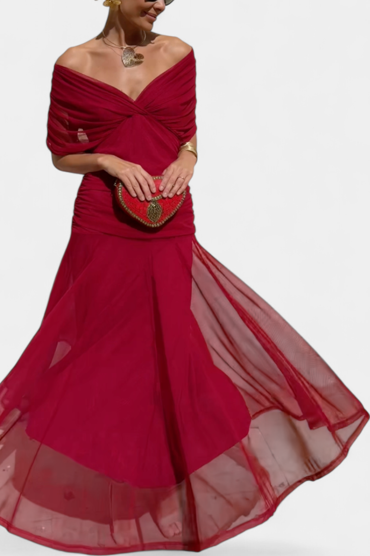 Van Elst Mode® | Lange Bloemen V-Hals Jurk