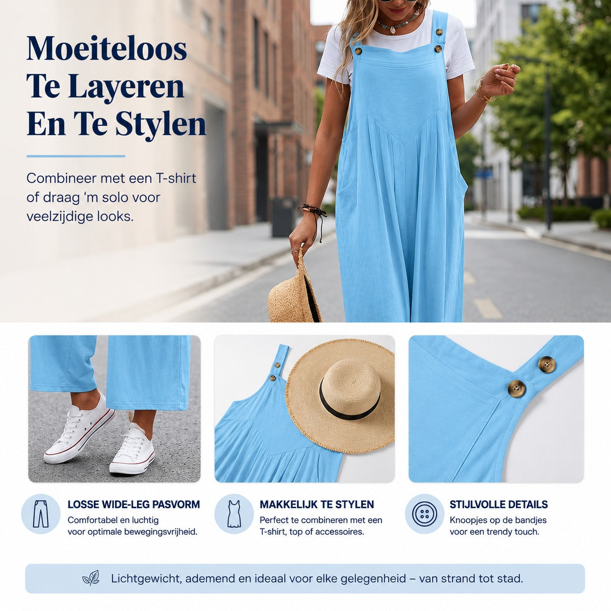 Van Elst Mode® | Mouwloze jumpsuit met wijde pijpen