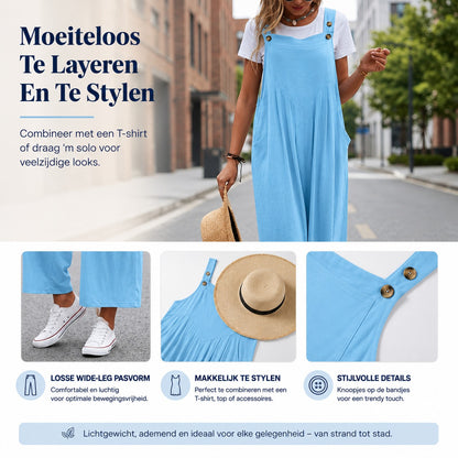 Van Elst Mode® | Mouwloze jumpsuit met wijde pijpen